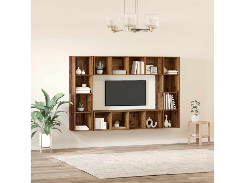  Ensemble meuble tv - banc tv - meuble de rangement 4 pcs marron bois d'ingénierie  - Conforama D