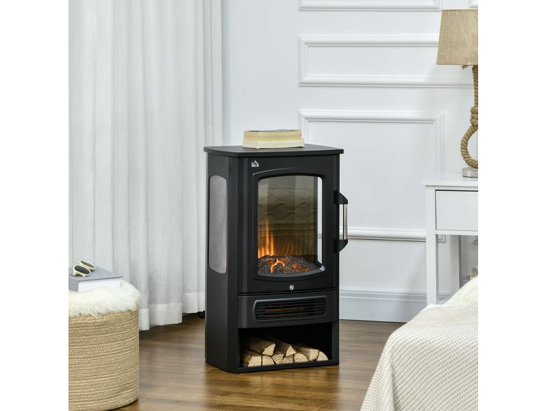  Poêle électrique led 44,5x32x74 cm effet flamme métal noir  - Conforama B