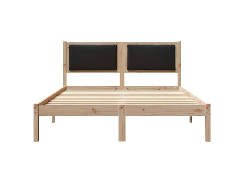  Lit double- lit adulte -  cadre de lit avec tête de lit noir 135 x 190 cm pin massif  - Conforama D
