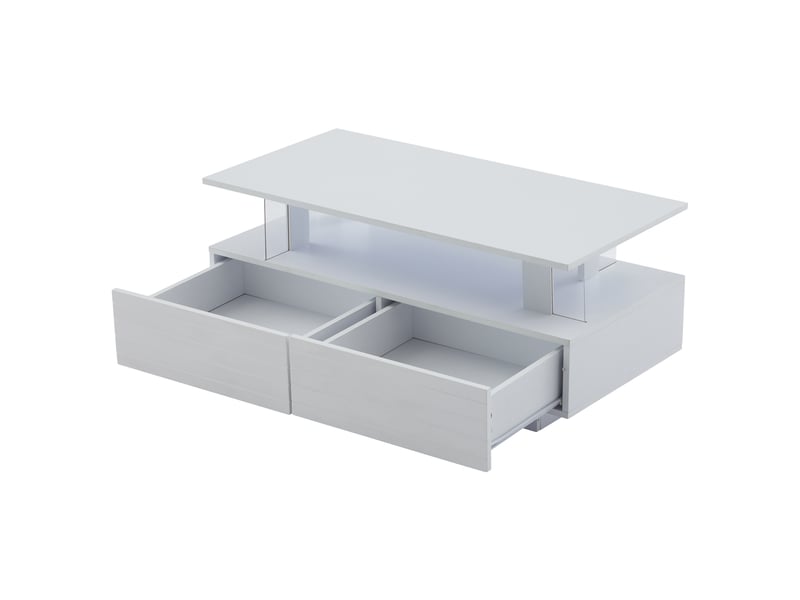  Table basse led blanche avec rangement, 100 x 50 x 42 cm  - Conforama C