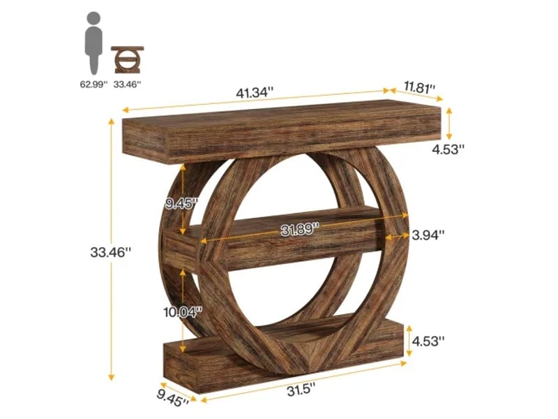  Console d'entrée avec 3 niveaux en bois marron rustique 105x30x85 cm  - Conforama C