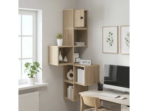 Étagère d'angle flottante, étagère murale chêne sonoma 48 x 48 x 120 cm cf41399