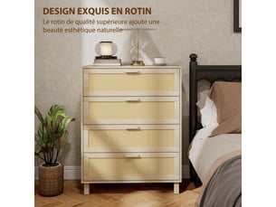 Chiffonnier 4 tiroir(s) <strong></strong> <strong></strong> coloris naturel largeur 80 cm hauteur 103 cm