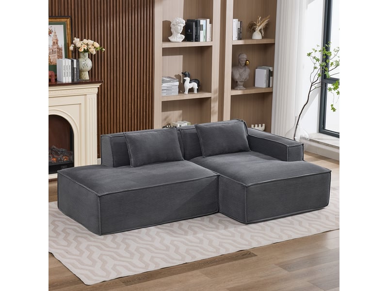  Canapé 3 places en tissu avec 2 coussins, assise ressorts ensachés et mousse haute densité, design épuré  - Conforama B