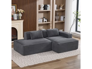 Canapé d'angle réversible convertible <strong>SAPGAKS</strong> <strong></strong> 3 places Coton / Polyester gris