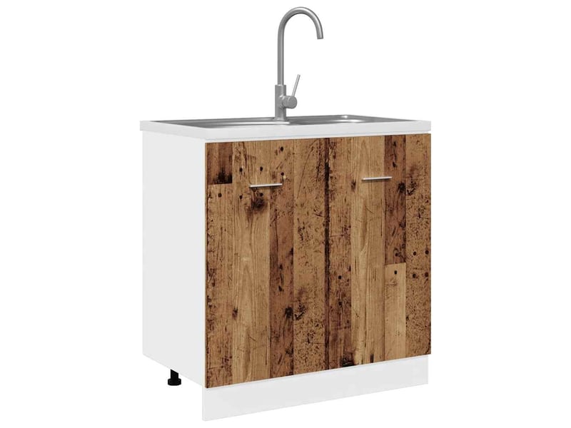  Meuble sous-évier le plan de travail non inclus bois ancien 80x46x81,5cm bois d'ingénierie  - Conforama C