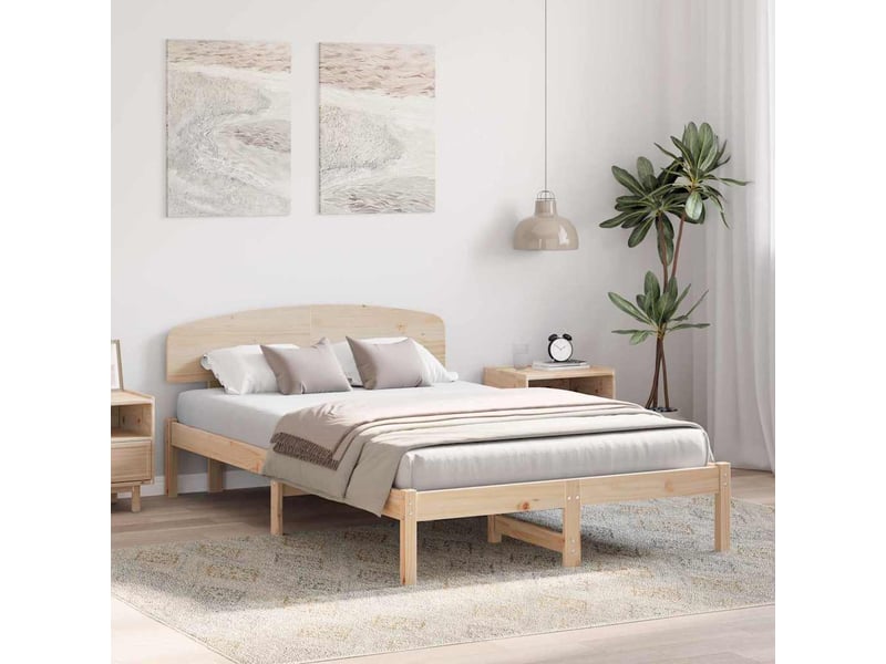 Lit double- lit adulte - cadre de lit avec tête de lit naturel 135 x 190 cm pin massif - Conforama B