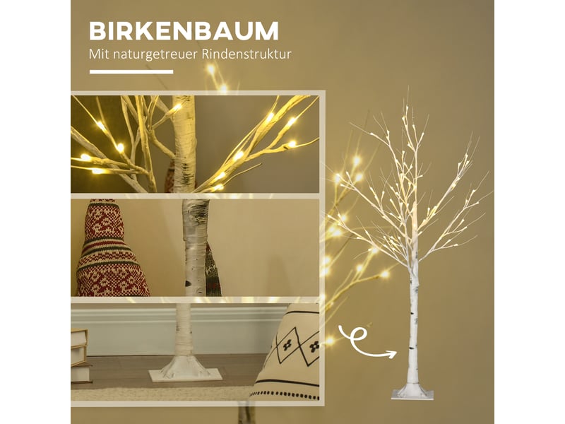 Arbre artificiel bouleau lumineux led blanc chaud 17 x 17 x 120 cm - Conforama E