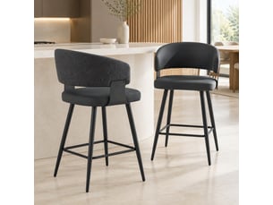 Lot de 2 chaises de salle à manger,46x47x94,5 cm,avec accoudoirs,similicuir,noir
