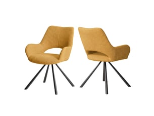 Lot de 2 chaise de salle à manger avec accoudoirs, pieds métal, jaune