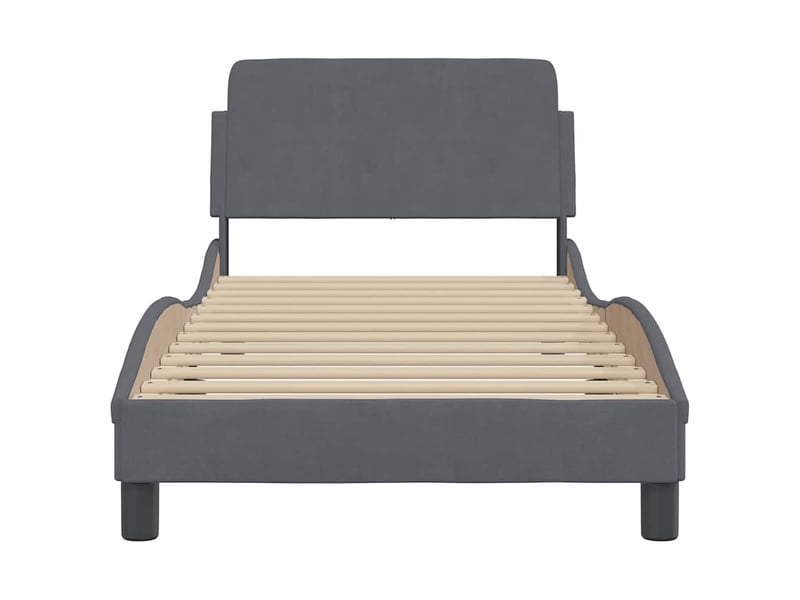  Lit simple- lit adulte -  cadre de lit dover gris foncé 80x200 cm velours  - Conforama C
