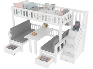 Lit mezzanine 90x200 cm MAISENTIEL coloris blanc