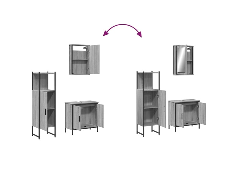 Ensemble de meubles de salle de bain 3 pcs sonoma gris cf63824 - Conforama E