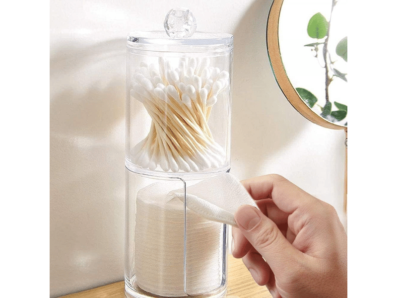  Ronde en coton acrylique, boîte de rangement transparente pour maquillage et cosmétiques  - Conforama E