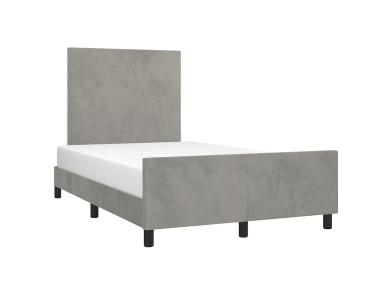 Lit double- lit adulte - cadre de lit sans matelas gris clair 120x190 cm velours - Conforama C