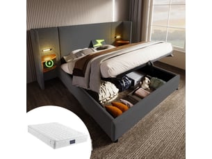Lit coffre 160x200 cm MEULVA   coloris gris