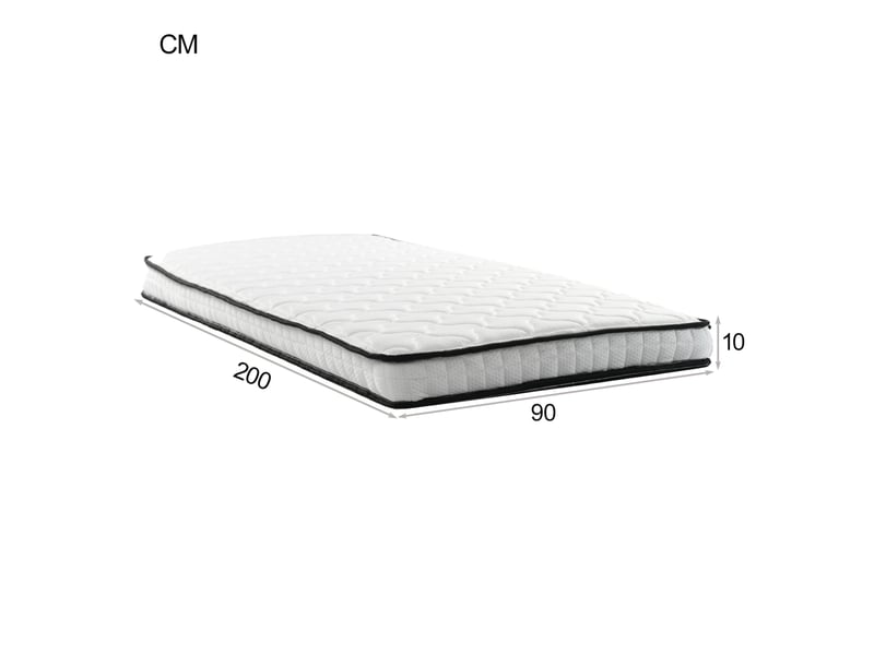 Matelas à ressorts ergonomique h3 avec soutien lombaire pour lit et canapé-lit en tissu et métal blanc 90 × 200 cm - Conforama D
