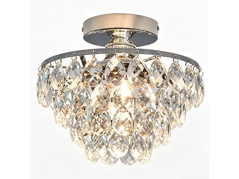  Plafonnier lustre semi-encastré en cristal noir – luminaire de plafond e27 pour couloir, chambre, salle de bain et placard (ampoule non incluse)  - Conforama A