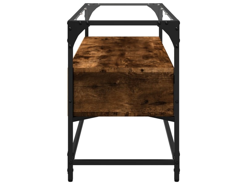  Meuble tv - banc tv - meuble de rangement avec dessus en verre chêne fumé bois d'ingénierie  - Conforama E