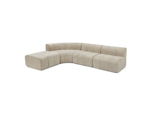 Canapé d'angle compressé gauche fixe <strong>STILVORA</strong> <strong></strong> 4 places Tissu Marron