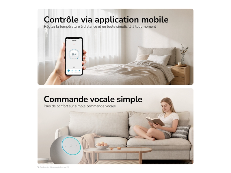  Emke radiateur électrique à convection 1500w, panneau chauffant mural en aluminium 160x45,4cm, thermostat wifi, anthracite  - Conforama D