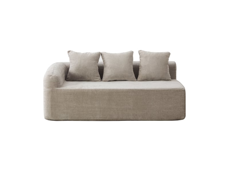 Canapé modulable en tissu chenille gris, design contemporain pour salon, confort moelleux et structure stable. - Conforama A