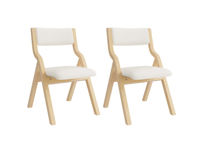  2 chaises pliantes pour salle à manger en bois beige, confortables et respirantes, pliables et compactes, style moderne pour salle à manger, salon, café  - Conforama A