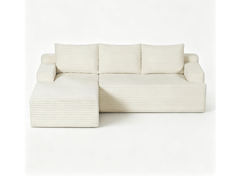 Canapé 4 places - 238x152x66cm - modulable sans montage avec méridienne gauche et tissu velours côtelé - beige - Conforama A