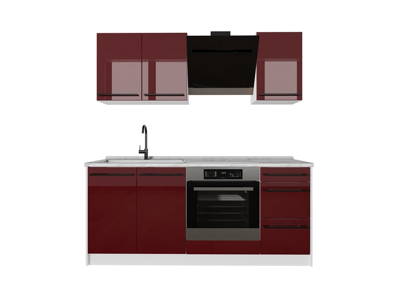  Vicco cuisine, rouge brillantblanc, 180cm sans plan de travail  - Conforama A