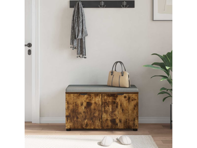  Banc d'entrée, banc interieur avec coussin chêne fumé 80x38x46 cm shl56700  - Conforama D