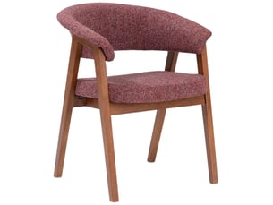 Selsey nux - chaise de salle à manger en bois avec accoudoirs - 61 cm - bouclé bordeaux avec pieds noyer