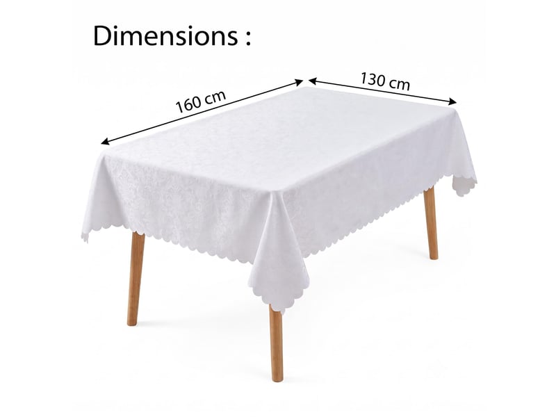 Nappe de table - 130x160 cm - nappe imperméable effet lotus et anti-taches - blanc - Conforama E