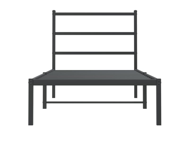  Lit simple- lit adulte -  cadre de lit métal sans matelas avec tête de lit noir 90x200 cm  - Conforama D