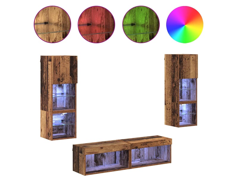  Unité murale de tv 6 pcs bois ancien bois d'ingénierie shl32147  - Conforama D
