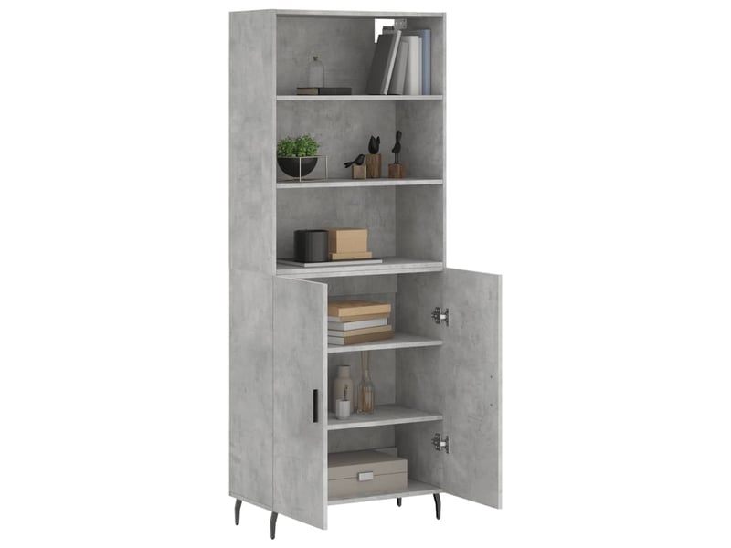  Buffet haut - bahut - meuble de rangement gris béton 69,5x34x180 cm bois d'ingénierie  - Conforama C