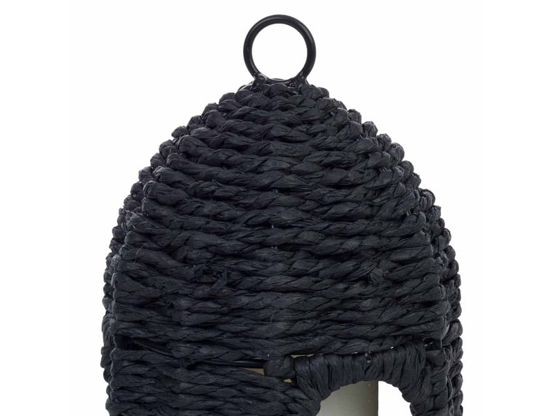  Lanterne en papier noir avec bougie led d13x19,522 h cm  - Conforama D