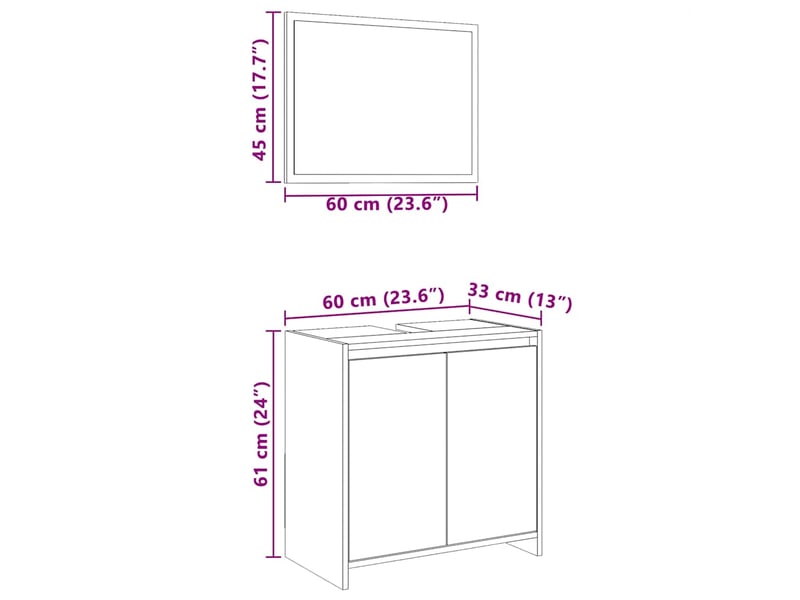 Ensemble de meubles de salle de bain 2 pcs chêne fumé cf63595 - Conforama E