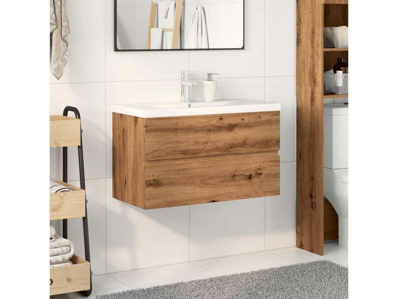 Armoire lavabo avec bassin intégré chêne artisanal shl6961 - Conforama C