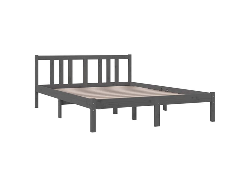  Lit double- lit adulte -  cadre de lit sans matelas gris bois massif 135x190 cm  - Conforama B