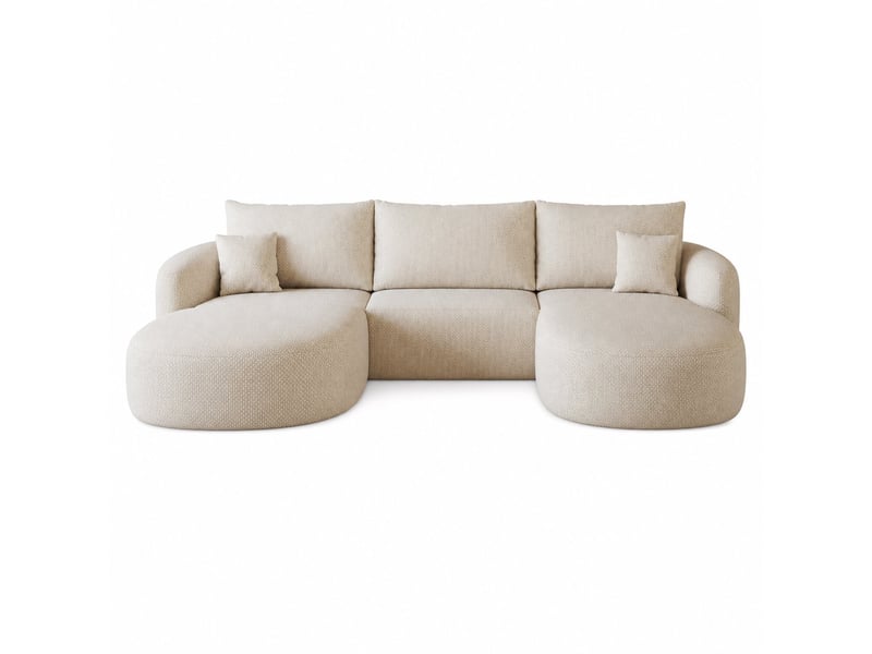  Canapé d'angle en u modulaire 266 cm, mousse compressée, tissu blanc, sans montage Y168-R-CHAISE-2SEATER-1O-WHITE - Conforama A
