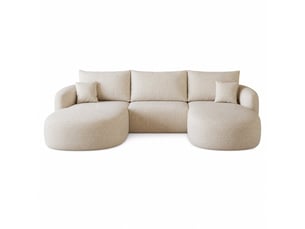 Canapé d'angle en u modulaire 266 cm, mousse compressée, tissu blanc, sans montage