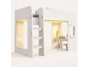 Lit mezzanine 90x200 cm <strong>OKMYHOME</strong>  <strong></strong> coloris blanc