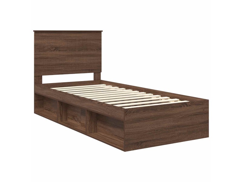  Lit simple- lit adulte -  cadre de lit chêne brun 90 x 190 cm bois de pin massif  - Conforama C