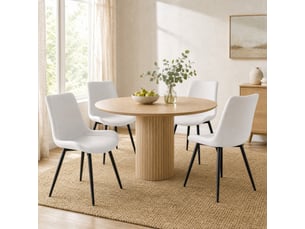 Lot de 4 chaises de salle à manger en polyuréthane blanc et métal noir