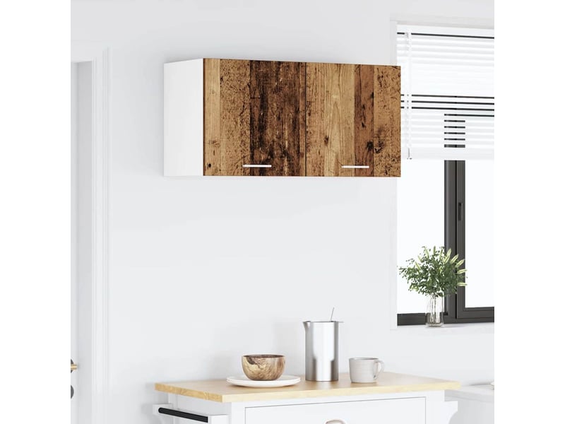  Meuble de rangement cuisine, armoire suspendue bois ancien et blanc 40x31x40cm  - Conforama D