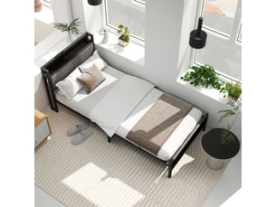Lit simple 90x200 cm <strong>WISHDOR</strong>  <strong></strong> coloris noir