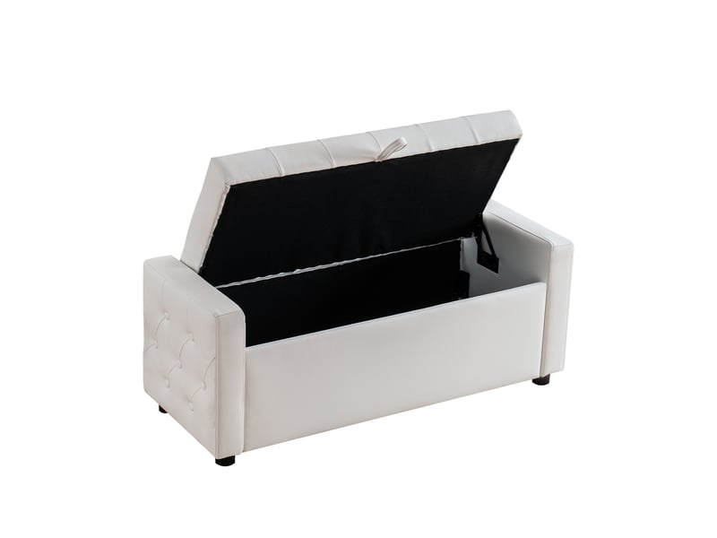 Ottomane rectangulaire pu noir avec rangement, banquette capitonnée, coffre, 150 kg, entrée salon - Conforama E