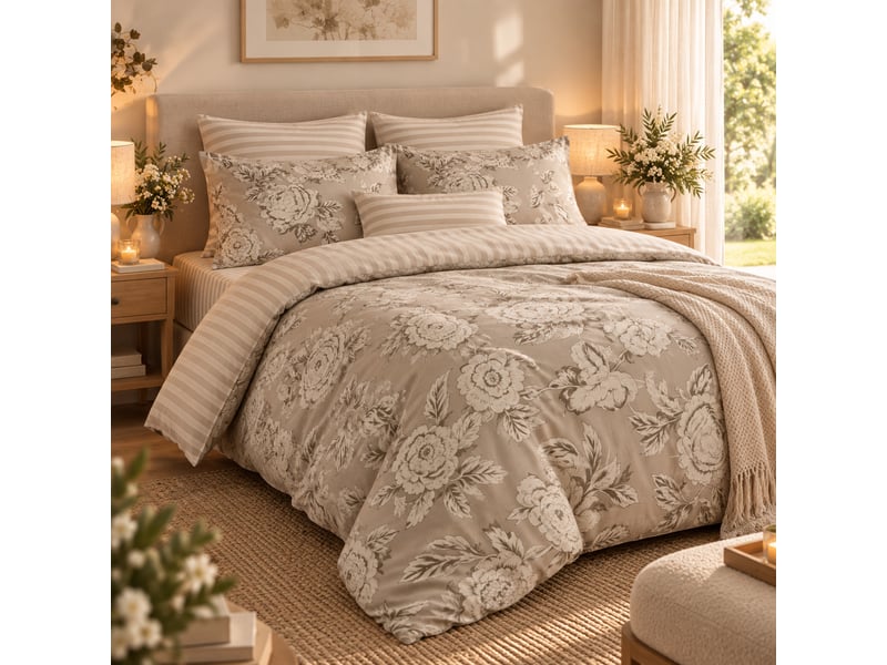  Housse de couette 200 x 200 cm 100% coton 57 fils imprimé nora 15142 - Conforama A