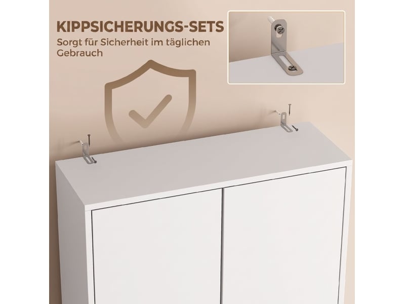  Armoire de salle de bain sur lave-linge avec 2 portes, niche ouverte et rangement en bois blanc, 66 × 24 × 191 cm  - Conforama A