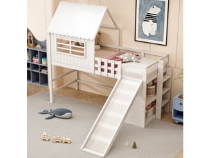 Lit mezzanine 90x200 cm <strong>HAVRYA</strong> <strong></strong> coloris blanc